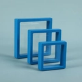 Blue PE film floating jewelry display boxes in small, medium, and large sizes - Blue / Round Base (1pc)