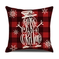 Christmas linen pillowcase with red black plaid pattern and snowman seasons greetings print - Red Black Plaid Artistic Text Snowman/22YM13-19