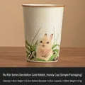 Ru-Brennofen Keramikbecher mit Hasen- und Löwenzahnmuster, 250ml Größe fürs Büro - Imperial Gelb Ru Ofen Löwenzahn Hase Tasse (Einfach)