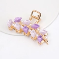 Golden alloy shark hair clip with purple gradient leaves and delicate white pearls - HS02636 Purple
