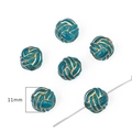Peacock blue baroque 11mm beads with golden spiral texture for DIY jewelry making - #01 Woven Flat Beads 30pcs/pack