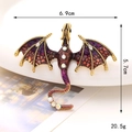Detail view of purple enamel dragon brooch with rhinestones showing dimensions 6.9x5.7cm - Purple (Yinglong)