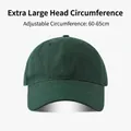 Dark green large head baseball cap adjustable 60-65cm in premium cotton twill - Solid Color Large Circumference-Green