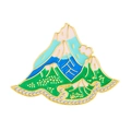 Retro mountain peak enamel brooch with gold finish, blue gradient and rhinestones - Mountain Rhinestone Style (BC24Y0213-1)