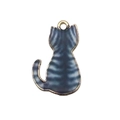Süßer Katzen-Anhänger aus Legierung, dunkelblau-grau gestreift mit goldenem Metallrand - Blau Gestreifte Katze (18945)