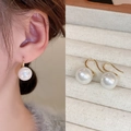 Elegant 18K gold plated hook earrings with large round pearls and soft luster - White Round Ear Hook Style (18#)