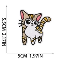 Detail of cartoon cat embroidery patch showing precise dimensions of 5.5cm by 5cm - No.4 (Brown White Cat)(W17XM-088-04)