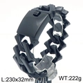 Black 32mm diamond Cuban link bracelet in titanium steel, 230mm length and 222g weight - Black Color Polished Bracelet (KB187461-KJX)