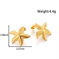 Golden starfish stud earrings in stainless steel with 2.06cm height and weight of 4.4g - Starfish Style