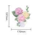 Biglietto pop-up 3D ortensia di 197mm x 170mm con vaso di fiori a quadretti blu - Ortensia