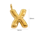 Polished 14K gold 16x18mm stainless steel puffy initial letter X charm pendant - Letter X
