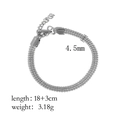 Bracciale in acciaio inossidabile argento da 4,5mm con maglia intrecciata e moschettone - LA02-Catena a sfere a 3 saldature-Acciaio