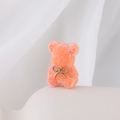 Cute orange bear-shaped DIY charm with sugar bead texture and golden bow detail - Vintage Bow Orange
