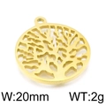 Golden stainless steel tree of life cutout pendant 20mm round charm jewelry component - Gold Color Style (KLJ4266-Z)
