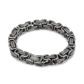 Bracciale bizantino da uomo in acciaio inossidabile argento vintage con chiusura quadrata - Bracciale 8mm (KB154552-Z)