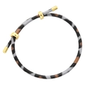Bracciale regolabile in pelle con stampa leopardata e anelli decorativi in metallo dorato - Stile A