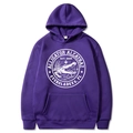 Deep purple hoodie featuring a white vintage alligator graphic and comfortable drawstring hood - Purple