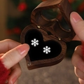 Pendientes de copo de nieve en plata de ley S925 en una caja de corazón de madera - E173 / Estilo A / Color Oro Blanco / Plata de Ley 925