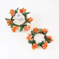 Set of two orange artificial berry wreaths with green leaves for napkin rings and candles - Small Orange Beaded Napkin Ring