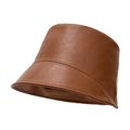 Sombrero de pescador en cuero sintético marrón oscuro con textura de grano fino vintage - M (56-58cm) / Caqui