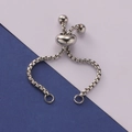 Adjustable stainless steel box chain ring slider with polished silver finish for DIY jewelry - 5cm / Steel