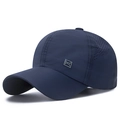Gorra deportiva azul marino de secado rápido con cortes láser y logotipo cuadrado - Ajustable / Azul marino