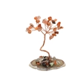 Handmade orange gemstone crystal tree with copper wire on a natural agate base - Red Agate