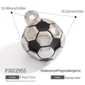 Colgante de fútbol deportivo en plata y negro de acero inoxidable resistente al agua - Balón de Fútbol Plata Negro (PJ92295S)