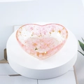Heart-shaped resin trinket dish with pink crystal stones and gold foil accents - 02 Deep Pink Quartz + Gold Foil
