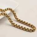 Mens vintage matte gold plated stainless steel box chain necklace in high quality finish - 6mm*50cm / Gold
