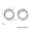 Pendientes de aro de acero inoxidable pulido con circonitas cúbicas multicolores - Pendientes de Circonia Multicolores Acero (F460)