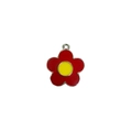 DIY red and yellow sunflower enamel pendant with silver border for necklaces - Red Flower