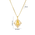 Collana con ciondolo Vergine Maria placcata in oro con zirconi e dimensioni - Mary A451/Oro/Stile Stella Raggiante