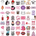 Lot de 50 stickers de lecture de dessins animés pour décorer laptop et guitare - Thème Rat de bibliothèque nerd rose