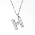 Minimalist silver puffy bubble letter H pendant necklace with a playful balloon design - Steel Color Letter H