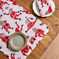 Nordic cotton linen table runner and napkin set with black and white Christmas patterns - Red Santa Claus