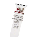 Christmas-themed silicone Apple Watch strap with Santa and reindeer metal charms - Silver