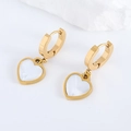 Minimalistische goldene Herz-Ohrringe mit weißer Muschel-Einlage für Damen Schmuck - Gold Herz Stil