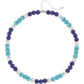 Herren Baseball Perlenhalskette mit blau-weißen Strasskugeln und verstellbarer Kette - Dunkelblau, Hellblau und Weiß Strasskugel-Stil