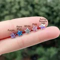 Star-shaped titanium steel ear studs in blue, pink, white, purple, and AB colors - 4mm Star / Pink (Single Piece)