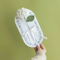 White handmade crochet lily flower bouquet with green leaves and elegant white ribbon bow - Hydrangea - White