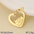 Gold heart pendant with mother and child hug design and three small crystals decoration - Parent-Child Embrace Gold (KLJ9567-ZLA)