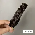 Hand-braided black-brown hair headband with fishtail weave design for women - Four-strand Sandwich Braid (2.5CM Wide) / Black Brown