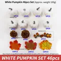 Set decorazioni Halloween da 46 pezzi con zucche di schiuma e foglie di acero - Set Di Zucche Bianche 46 pezzi