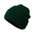 Close-up of dark green knitted beanie showing fine texture and ribbed cuff detail - Dark Green