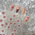 Adesivi per unghie fiori di ciliegio rosa con linee dorate ed effetti manicure 3D - Fiori di ciliegio e linee dorate (CO-536)