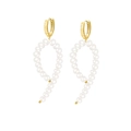 Baroque white pearl spiral hoop earrings with elegant gold plated finish for women - 925 Silver/Baroque Pearl / Gold