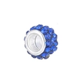 Sparkling royal blue crystal spacer bead with silver metal core for charm bracelets - Blue 2