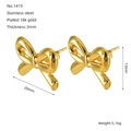 Detailed size chart of 18k gold plated stainless steel bow earrings with measurements - 3D Smooth Small Bowknot Style (ZE1419G) / 20mmx13mm
