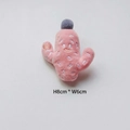Pink plush cactus accessory with cute smiley face for bags and clothes, 8cm x 6cm size - Pink Cactus (With Pin)